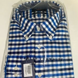 NWT Charles Tyrwhitt Navy & Blue Washed Oxford